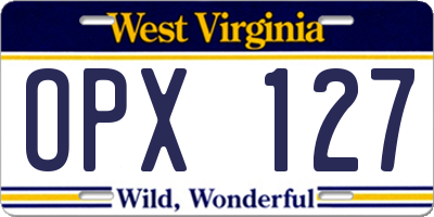 WV license plate OPX127