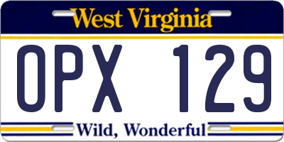 WV license plate OPX129