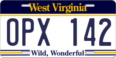 WV license plate OPX142