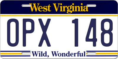 WV license plate OPX148