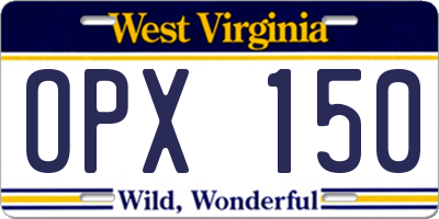 WV license plate OPX150