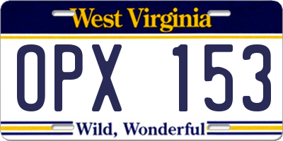 WV license plate OPX153