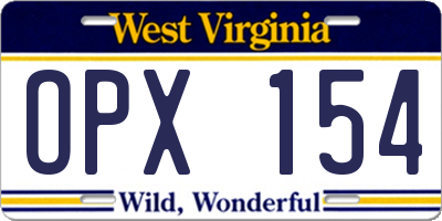WV license plate OPX154