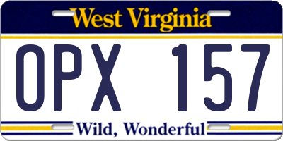 WV license plate OPX157