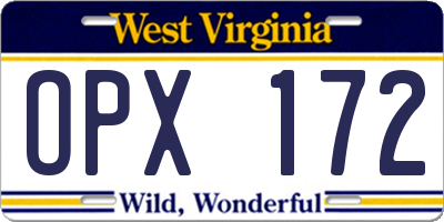 WV license plate OPX172