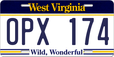 WV license plate OPX174