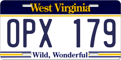 WV license plate OPX179
