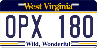 WV license plate OPX180