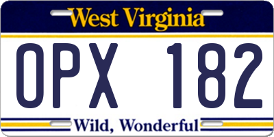 WV license plate OPX182
