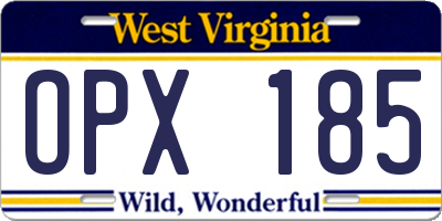 WV license plate OPX185