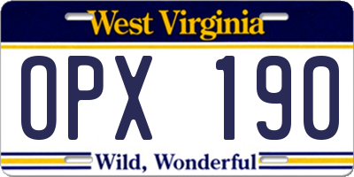 WV license plate OPX190