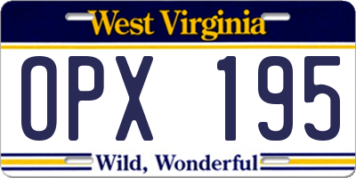 WV license plate OPX195