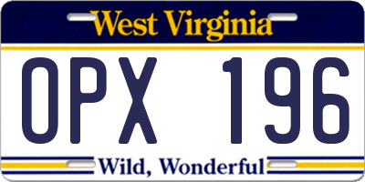 WV license plate OPX196