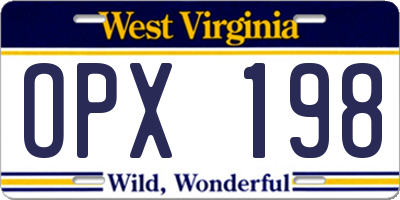 WV license plate OPX198