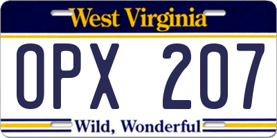 WV license plate OPX207