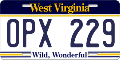 WV license plate OPX229