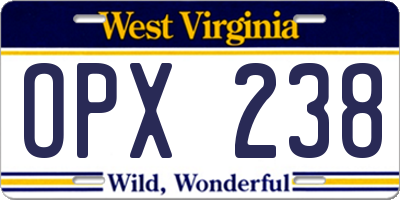 WV license plate OPX238
