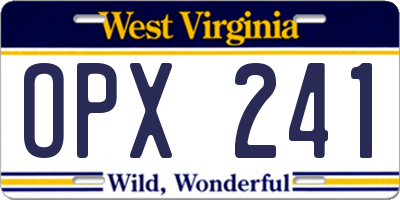 WV license plate OPX241