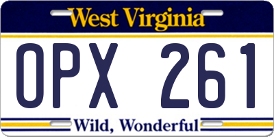 WV license plate OPX261