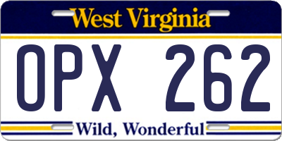 WV license plate OPX262