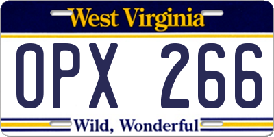 WV license plate OPX266