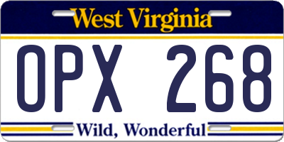 WV license plate OPX268