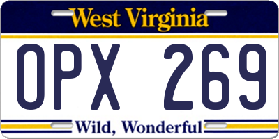 WV license plate OPX269
