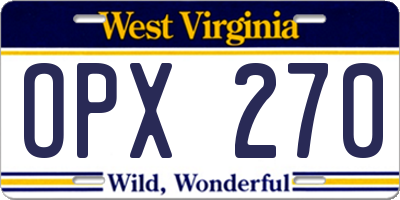WV license plate OPX270