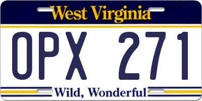 WV license plate OPX271