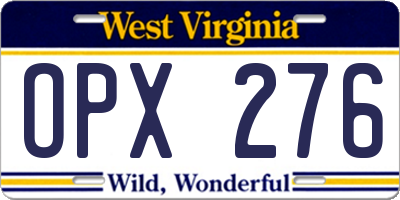 WV license plate OPX276