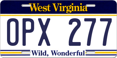 WV license plate OPX277