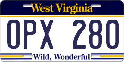 WV license plate OPX280