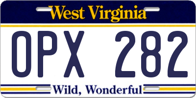 WV license plate OPX282