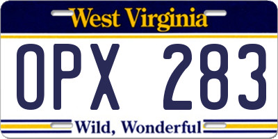 WV license plate OPX283