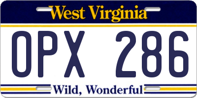 WV license plate OPX286