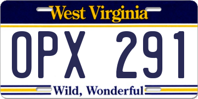 WV license plate OPX291