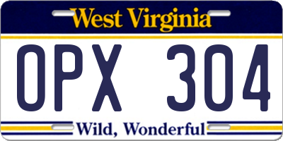 WV license plate OPX304