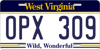 WV license plate OPX309