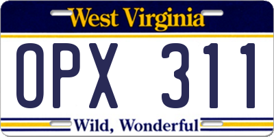 WV license plate OPX311