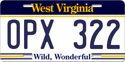 WV license plate OPX322