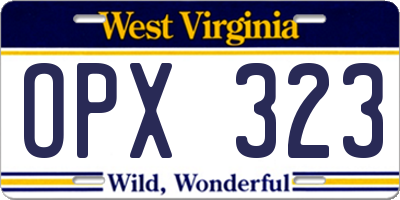 WV license plate OPX323