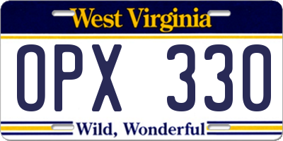 WV license plate OPX330