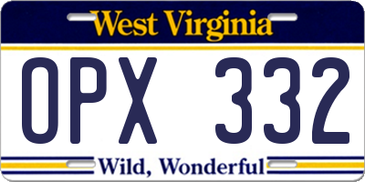 WV license plate OPX332