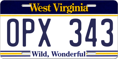 WV license plate OPX343