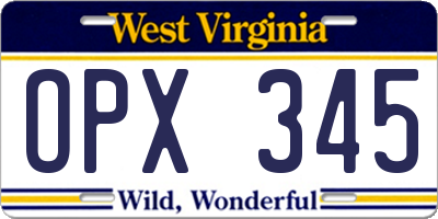 WV license plate OPX345