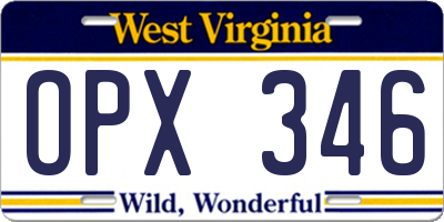 WV license plate OPX346