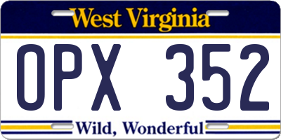 WV license plate OPX352