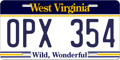 WV license plate OPX354