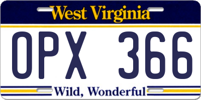 WV license plate OPX366