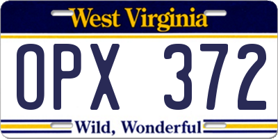 WV license plate OPX372